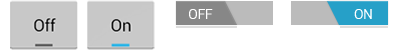 Beispiele für Switches und Umschalttasten im Ein- und Aus-Status