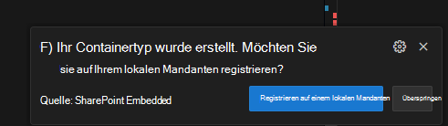 Registrierungs-Popup für den lokalen Mandanten