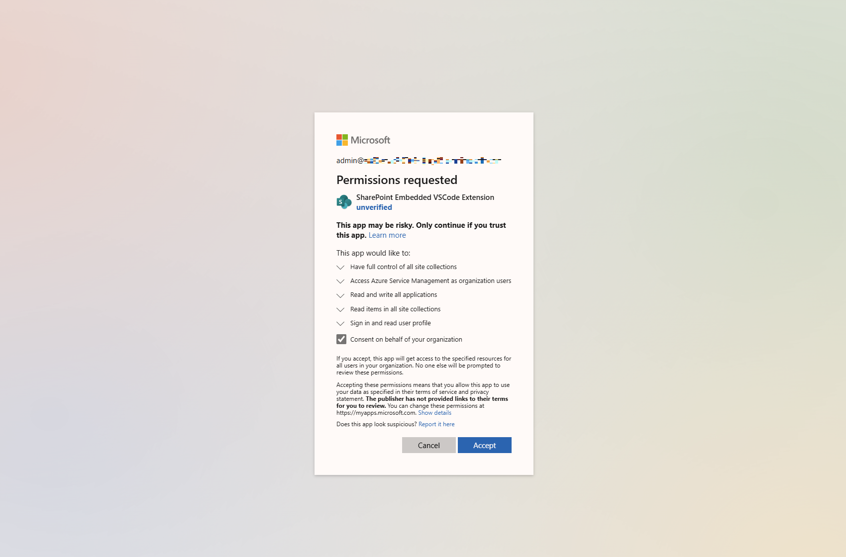 Überprüfen Sie, bevor Sie den Von der Erweiterung angeforderten Berechtigungen zustimmen.