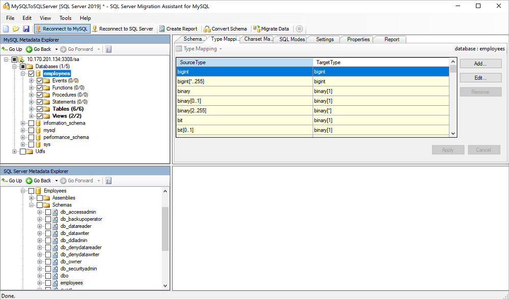 Screenshot: Feature „Typzuordnungen“