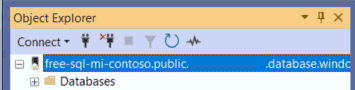Screenshot einer Verbindung mit einer Azure SQL Managed Instance im Objekt-Explorer.