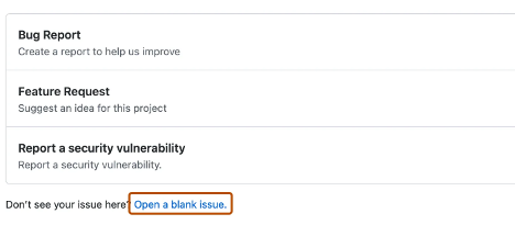 Screenshot des Menüs „Issuevorlagen“ mit hervorgehobener Option „Leeres Issue öffnen“