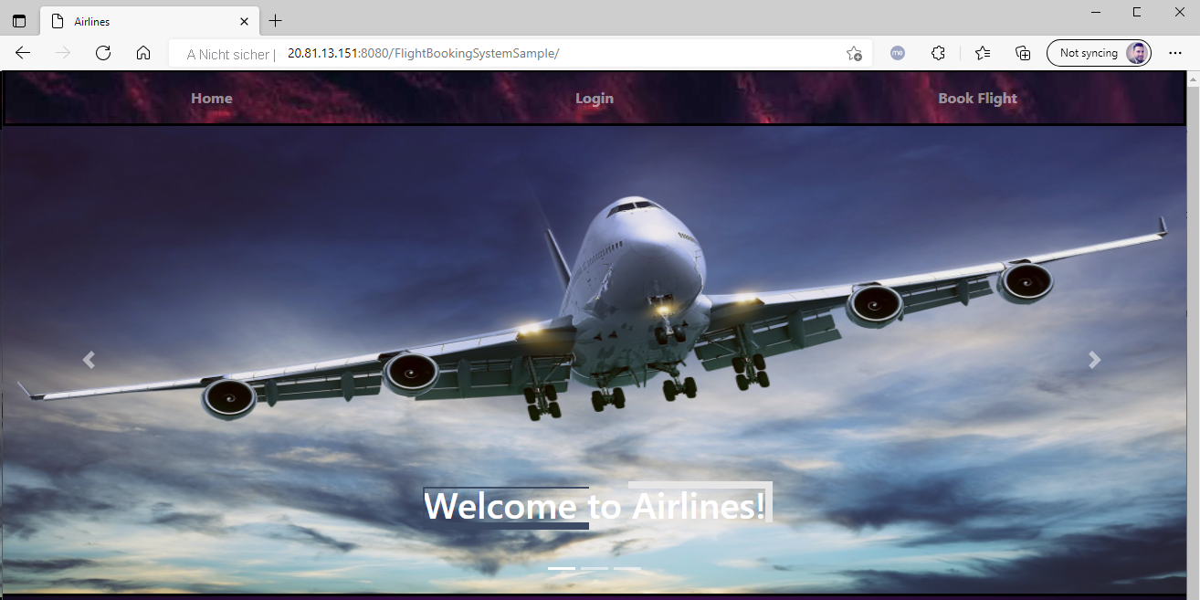 Screenshot der ausgeführten App.