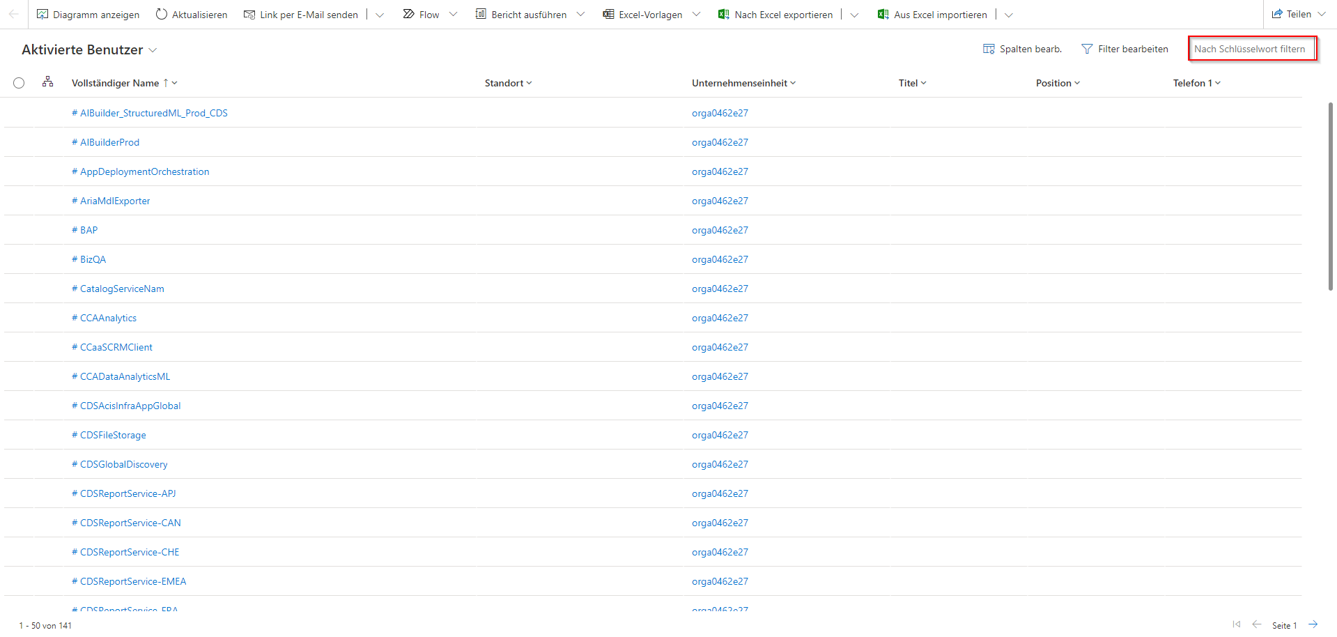 Screenshot des Fensters „Aktivierte Benutzer“