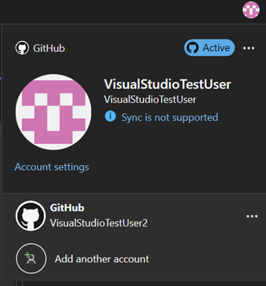 Screenshot mit beiden Konten im Anmeldeprofil.