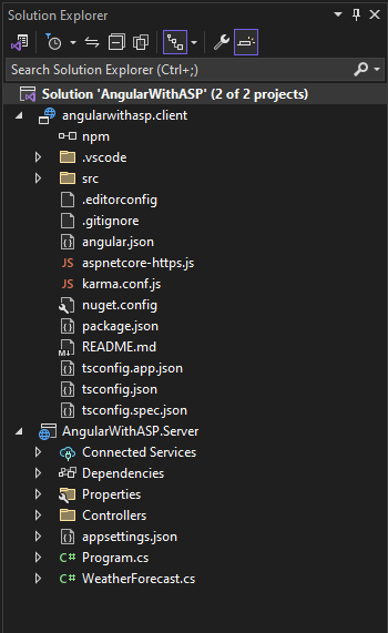 Screenshot zeigt den Projektmappen-Explorer.