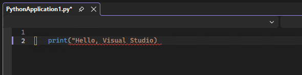 Screenshot, der die IntelliSense-Syntaxhervorhebung und Fehlerhervorhebung im Editor in Visual Studio zeigt.