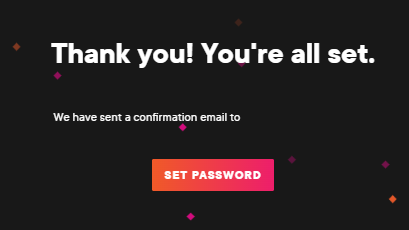 Screenshot der Bestätigungswebseite 