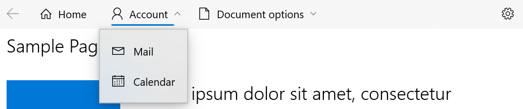 NavigationView im „Top“-Modus mit ausgewähltem übergeordnetem Element