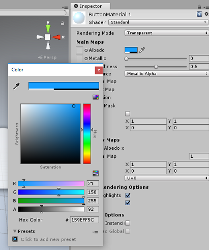 Screenshot des Farbauswahl-Popups.