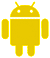 Gelbes Android-Symbol für gedrückten Zustand