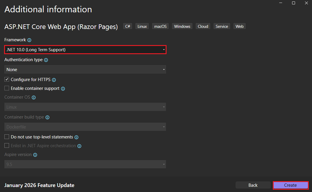 Additional information dialog.