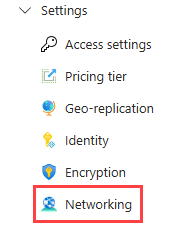 Screenshot of the Azure portal side pane for an App Configuration resource. Under Settings, Networking is highlighted.