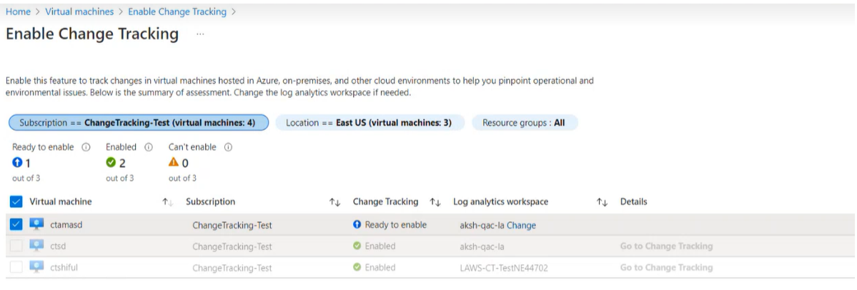 Screenshot that shows the status of multiple VMs.