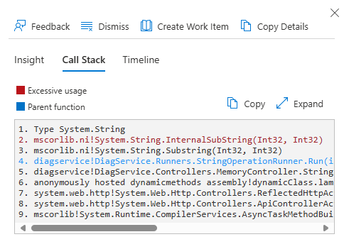 Screenshot of the call stack heading in the detail pane for the specific CPU result from earlier.