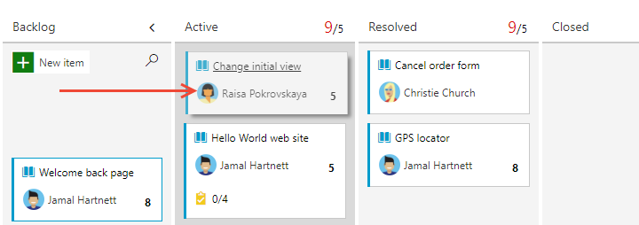 Screenshot showing moving a card between columns in Agile.