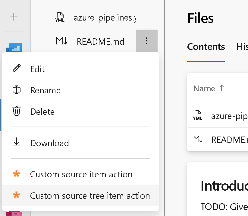 Screenshot of the source item tree menu.