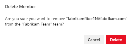 Screenshot of Delete member dialog confirmation.