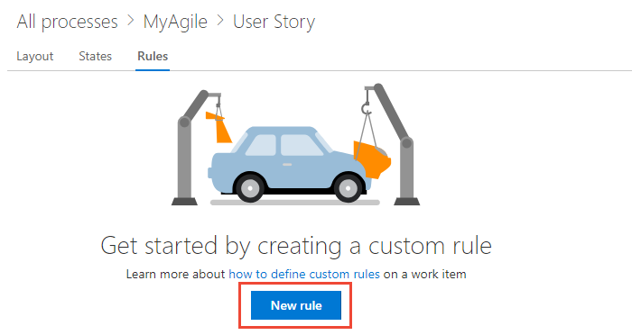 Screenshot of Process, WIT, Bug, Layout, New custom control.