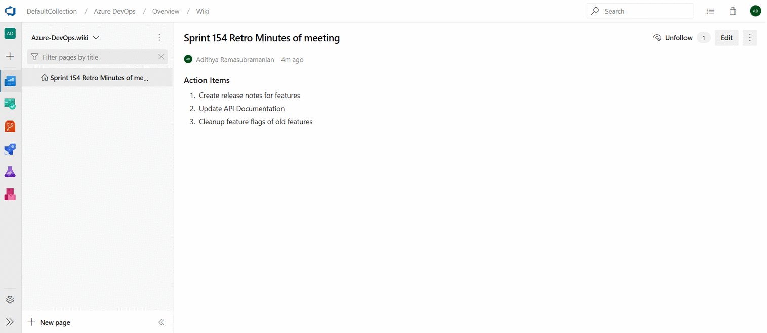 Screenshot of creating and embedding work items from wiki content.