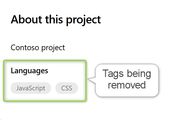 Screenshot of tags being removed Screenshot of tags being removed.
