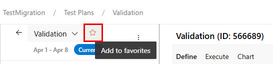 Screenshot of adding a test plan to your favorites list.