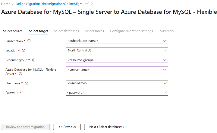 Screenshot of Select target.