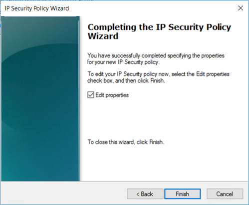 Screenshot of editing the IPsec security policy.