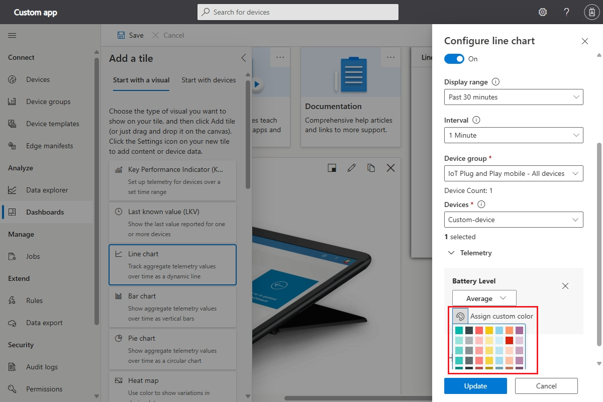 Screenshot that shows the color palette button.