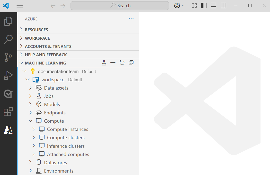 Screenshot that shows the Azure Machine Learning Visual Studio Code Extension.