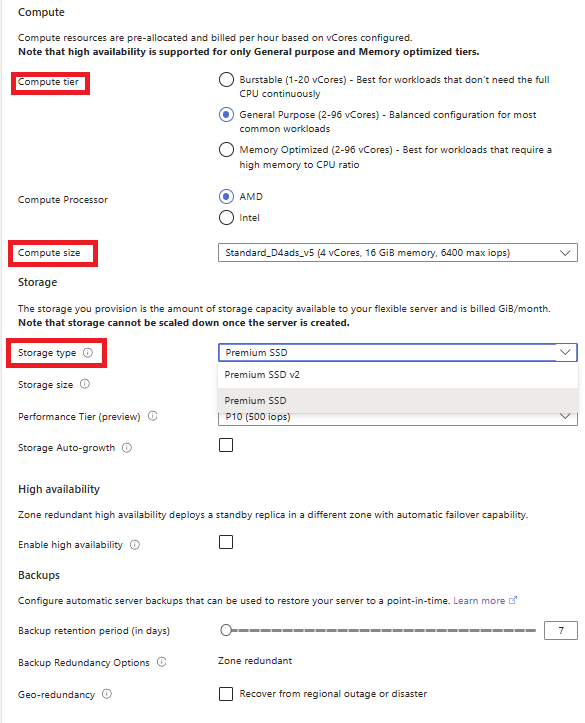 Scaling storage for an Azure Database for PostgreSQL flexible server instance.