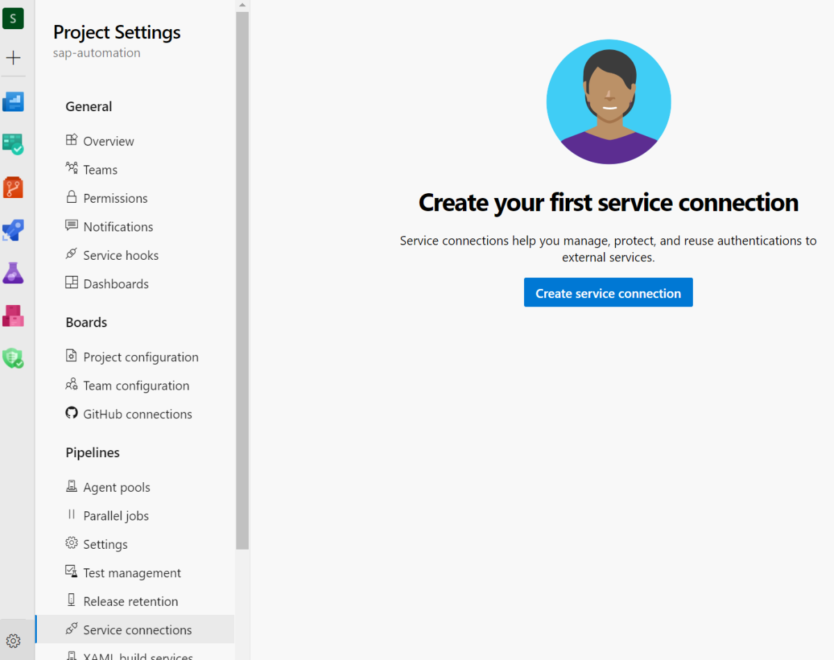 Screenshot that shows how to create a service connection for GitHub in Azure DevOps.
