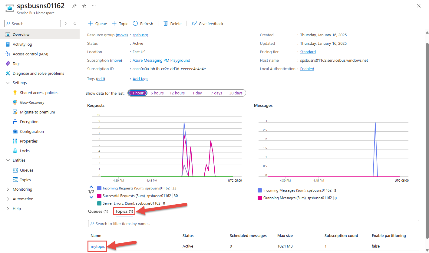 Screenshot of selecting a topic.