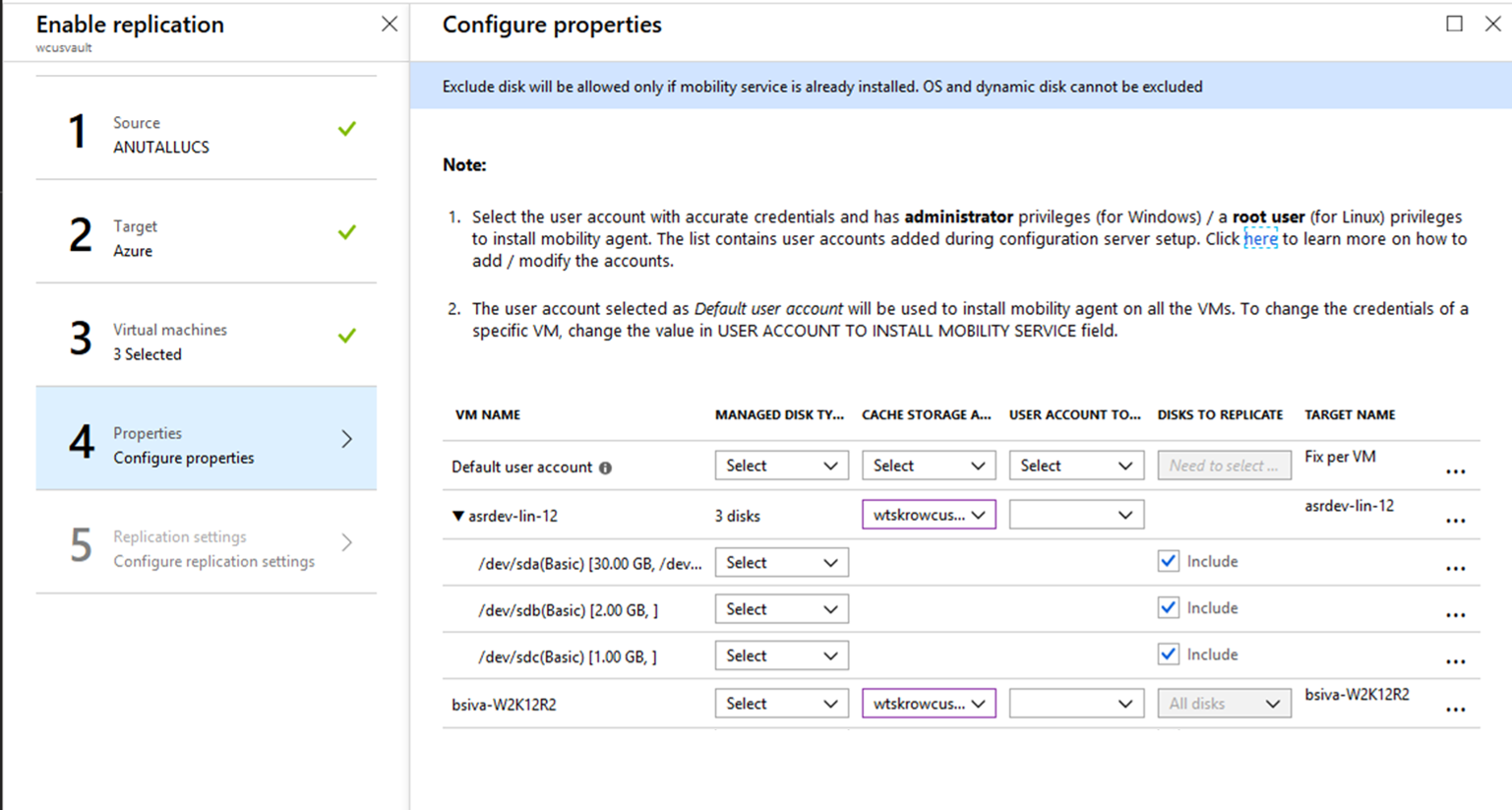 Exclude disks from replication.