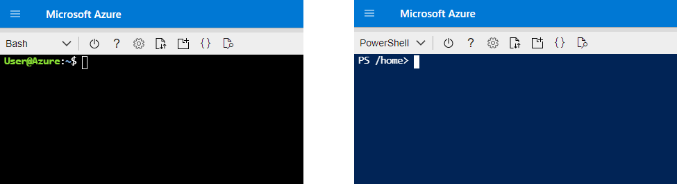 Azure CloudShell Bash and PowerShell environments