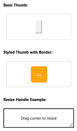 A screenshot of vertical and horizontal scroll bars in WPF.
