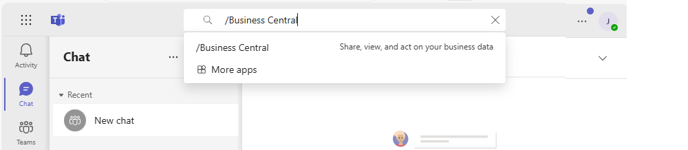 Open Business Central app to search for contacts from command box.