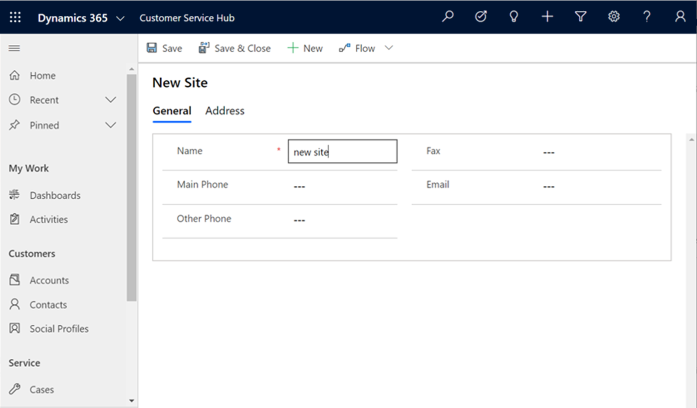 Create New Site Create New Site.