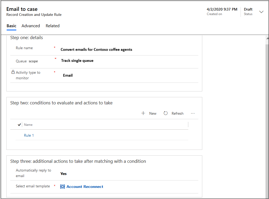 Automatically create record rule configured.