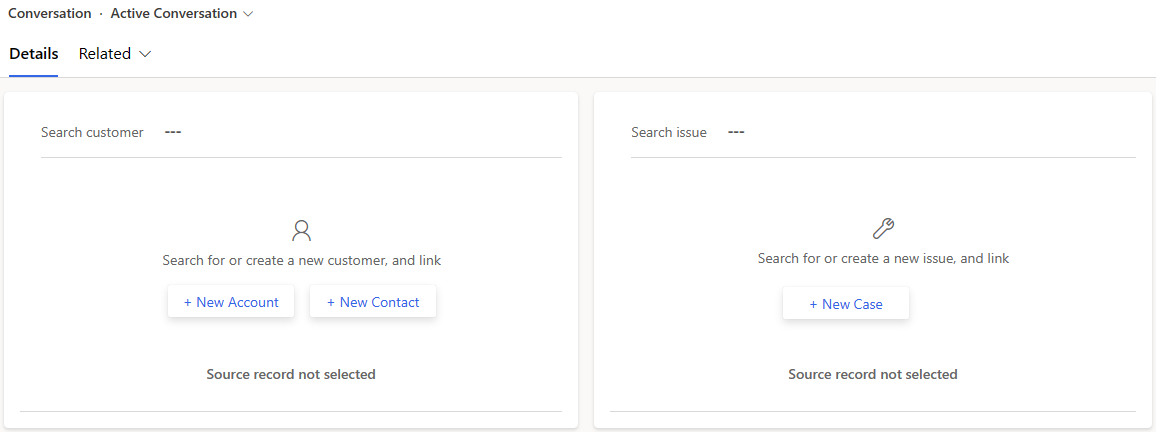 Customer and Case sections are blank when there are no records Customer and Case sections are blank when there are no records.