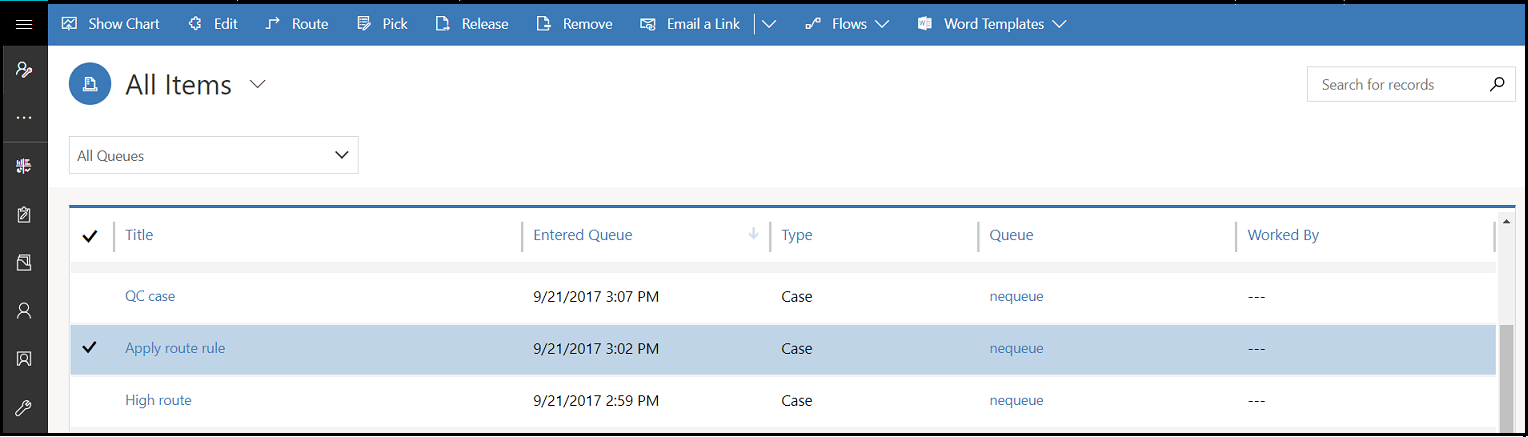 Queues view Work with queues.
