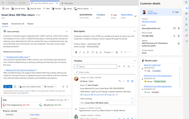 Screenshot of Copilot related record summary.