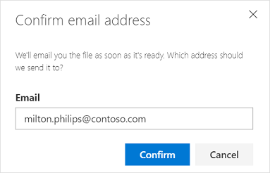 Confirm email address to send CSV file Confirm email address to send CSV file.