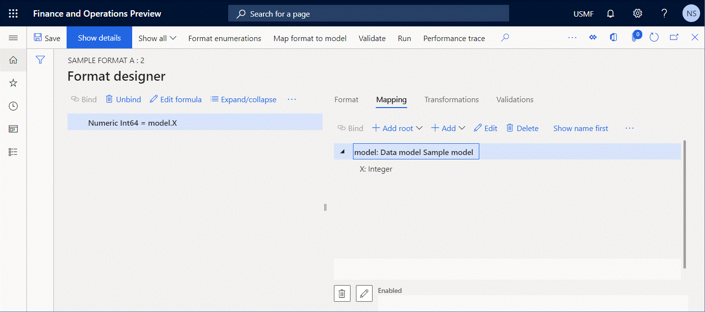 Screenshot of validating type compatibility on the Format designer page.