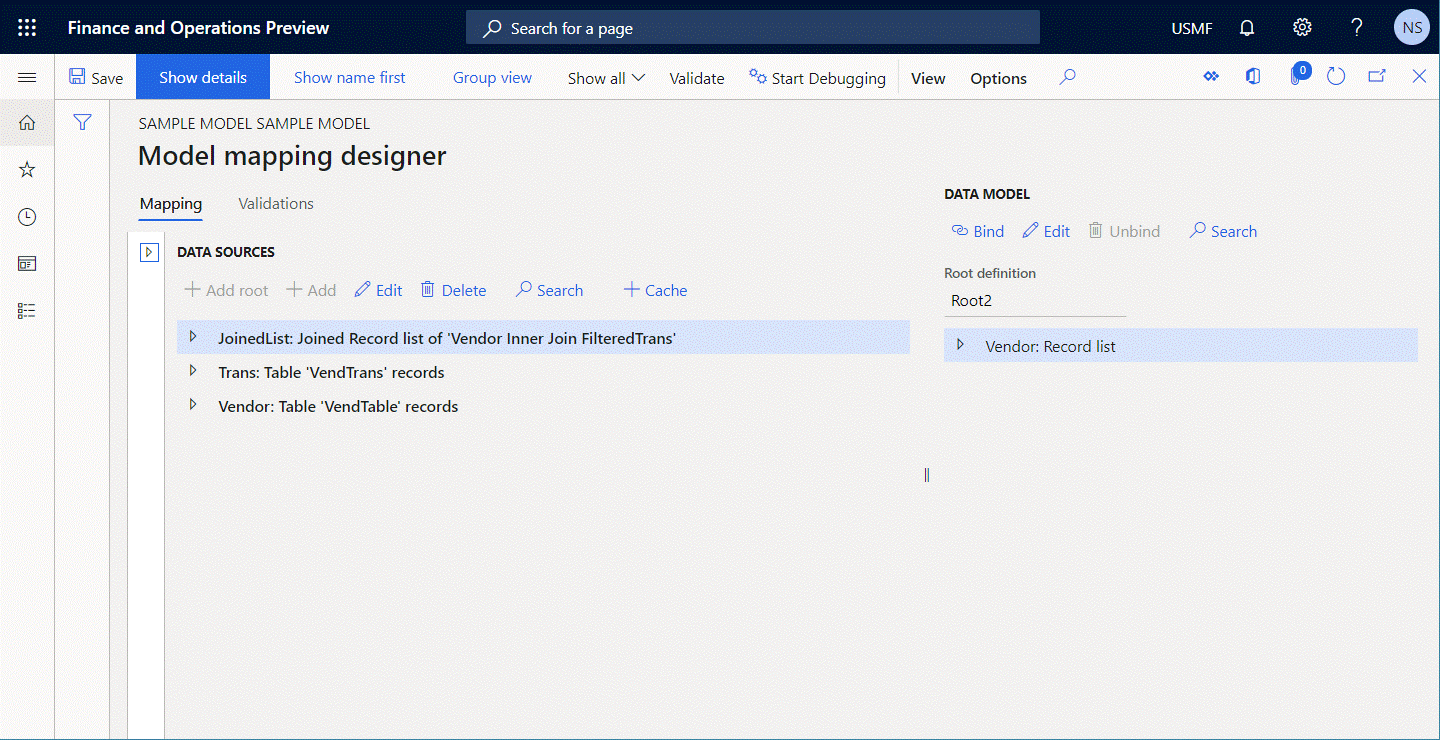 Screenshot of configuring the data source on the Join designer page.