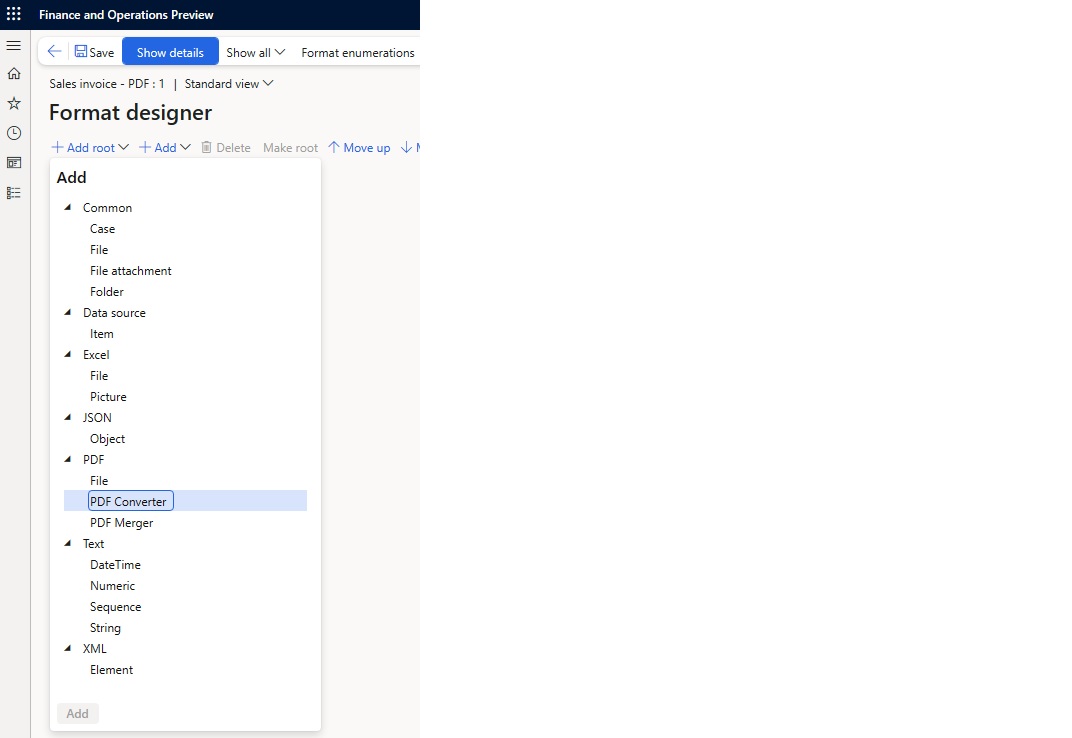 Screenshot of PDF Converter component in formats.