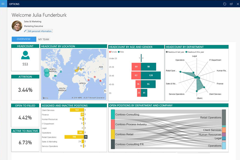 Screenshot of example of Power BI in a workspace.