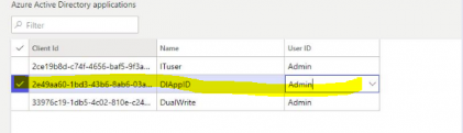Screenshot of DtAppID client in the list of Microsoft Entra applications.