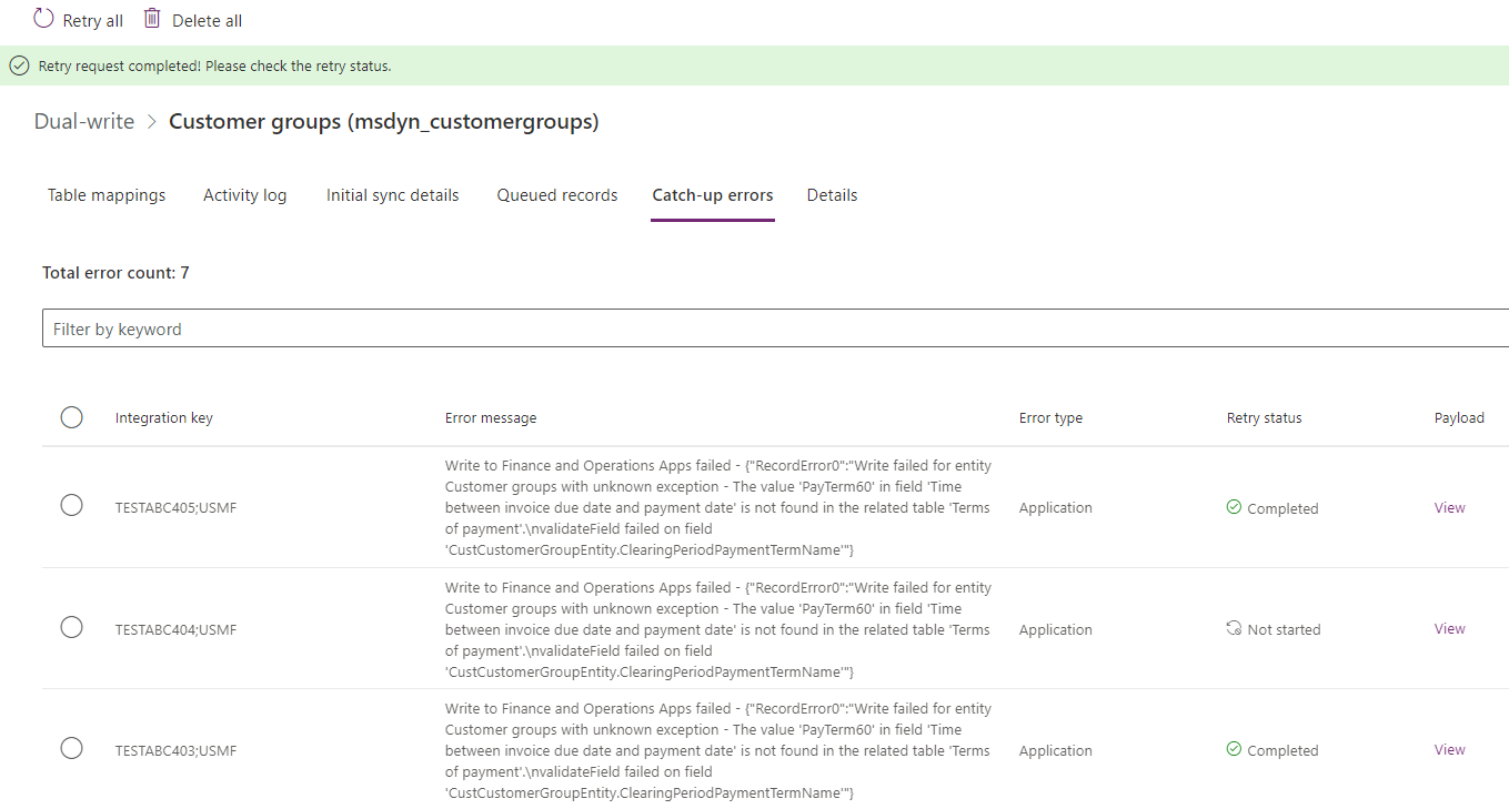 Screenshot of queued records completed.