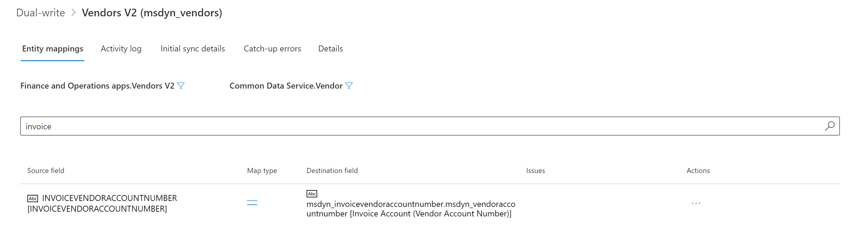 Screenshot of deleting the InvoiceVendorAccountNumber column.
